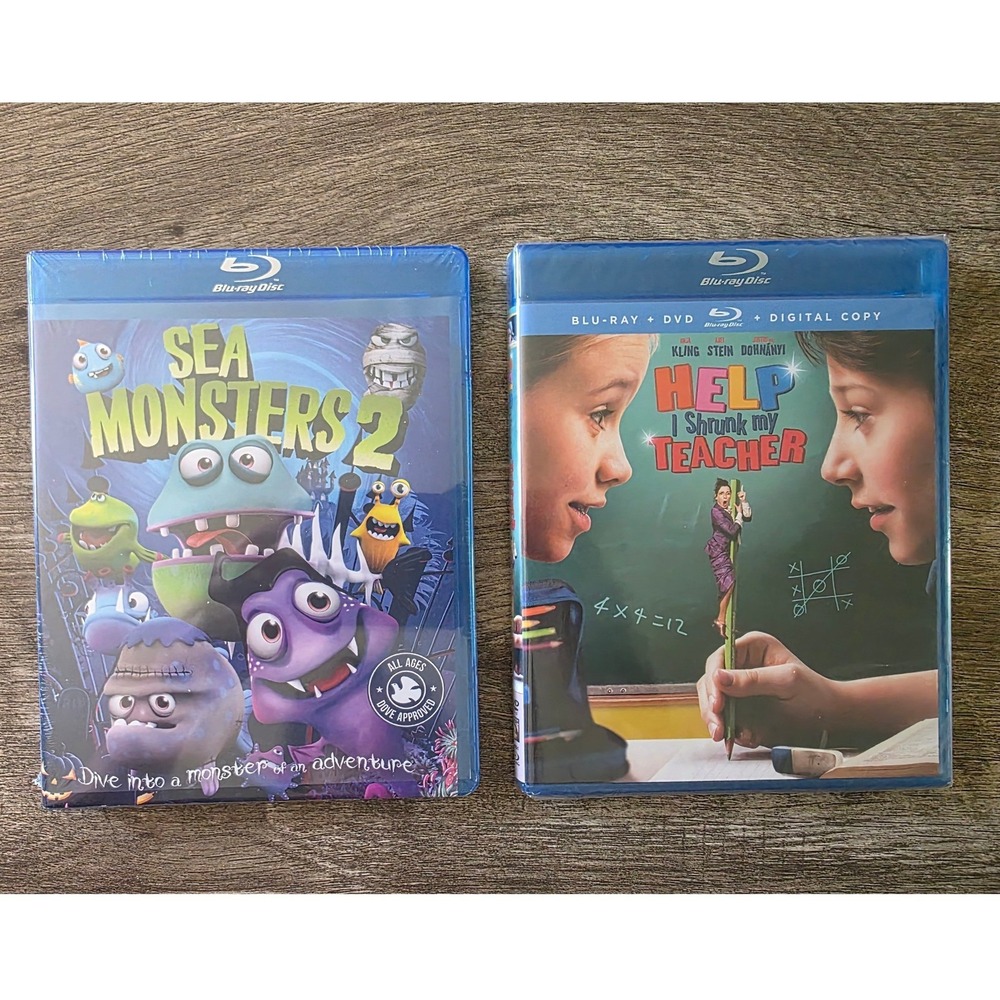 Sea Monsters 2 Blu-ray and Help I Shrunk My Teacher Blu-ray DVD Movie Bundle New